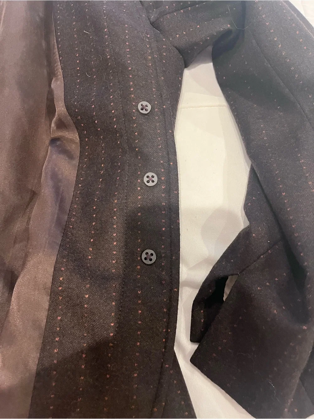 Brown Tailored 3 Button Wool Cashmere Blazer Size 4 Fitted Equestrian Academia